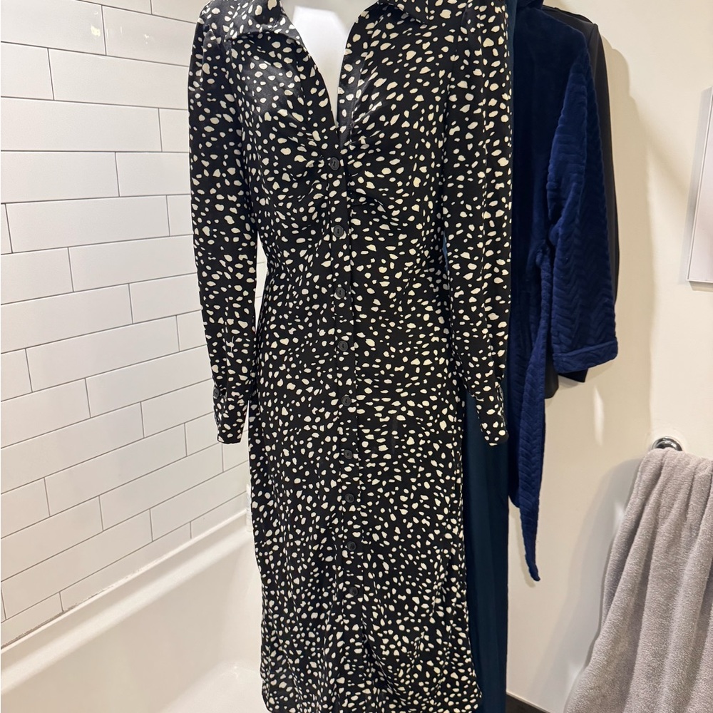 Dark Blue and White Polka Dot Dress